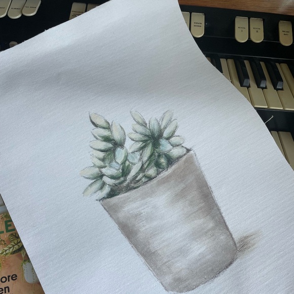 MAGNOLIA HOME BY JOANNA GAINES FRAMELESS HAND PAINTED PLANT CANVAS NEW - Picture 1 of 11